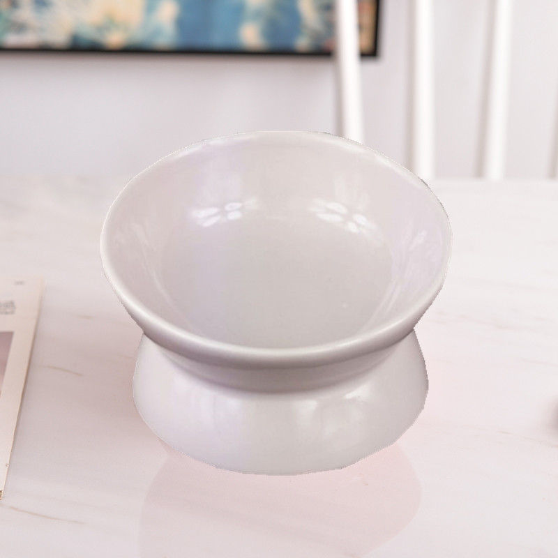 Cat Bowl Protection Cervical Spine Bowl Rice Bowl Pet Supplies- / Cat Bowl Ceramic Gold Food Basin Dog Basin Cat Rice Basin Protection Cervical Anti-Tumble the Bevel-End Steel Water Bowl Pet Tableware Set