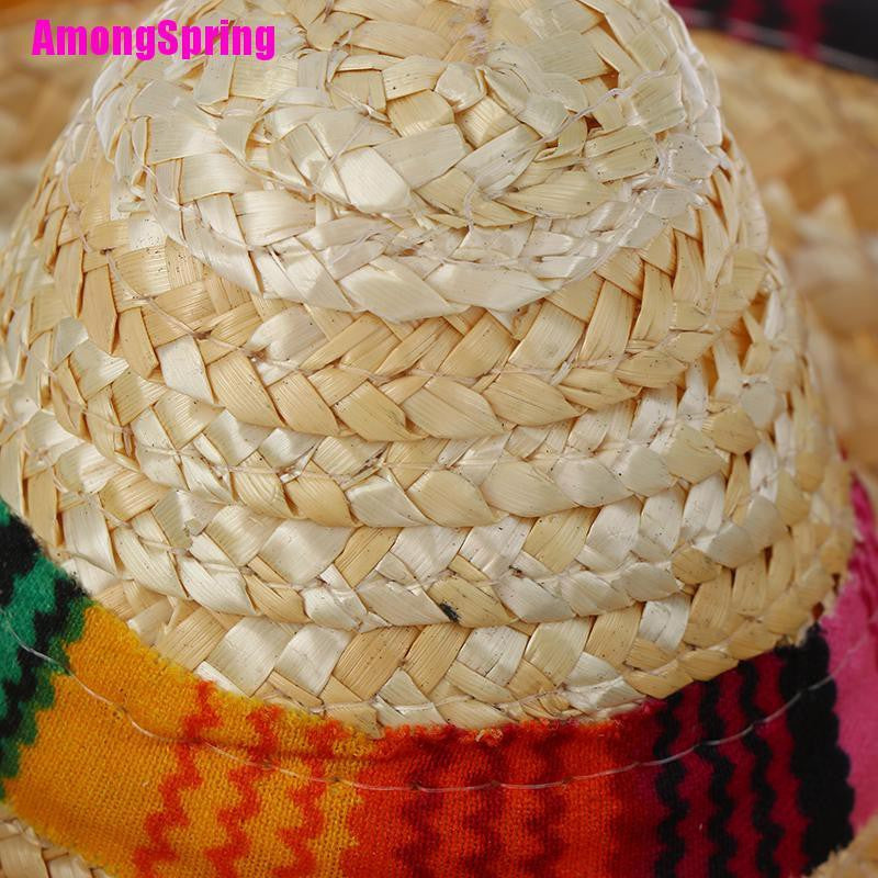 AmongSpring☬ Mini Pet Dogs Straw Hat Sombrero Cat Sun Hat Beach Party Straw Hats Dogs Hat