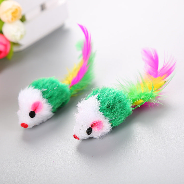 Cat cat toy feather tail mouse pet toy plush mouse funny cat toys