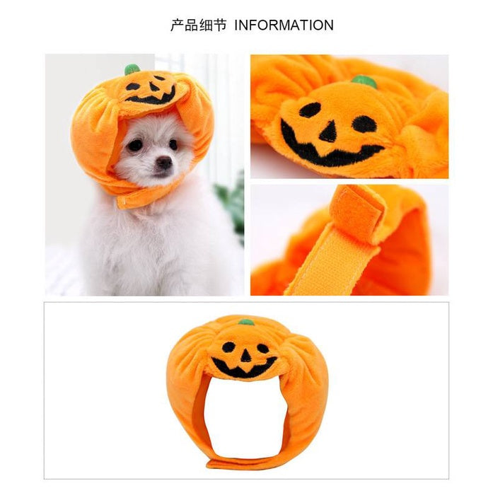 Pets Halloween Pumpkin Hat Dog And Cat Pet Halloween Costume Hat Supplies Pet Cat Dog Pumpkin Hat Halloween Ghost Festival Decorative Headdress Supplies Small Medium Large Dog Teddy/French Bulldog