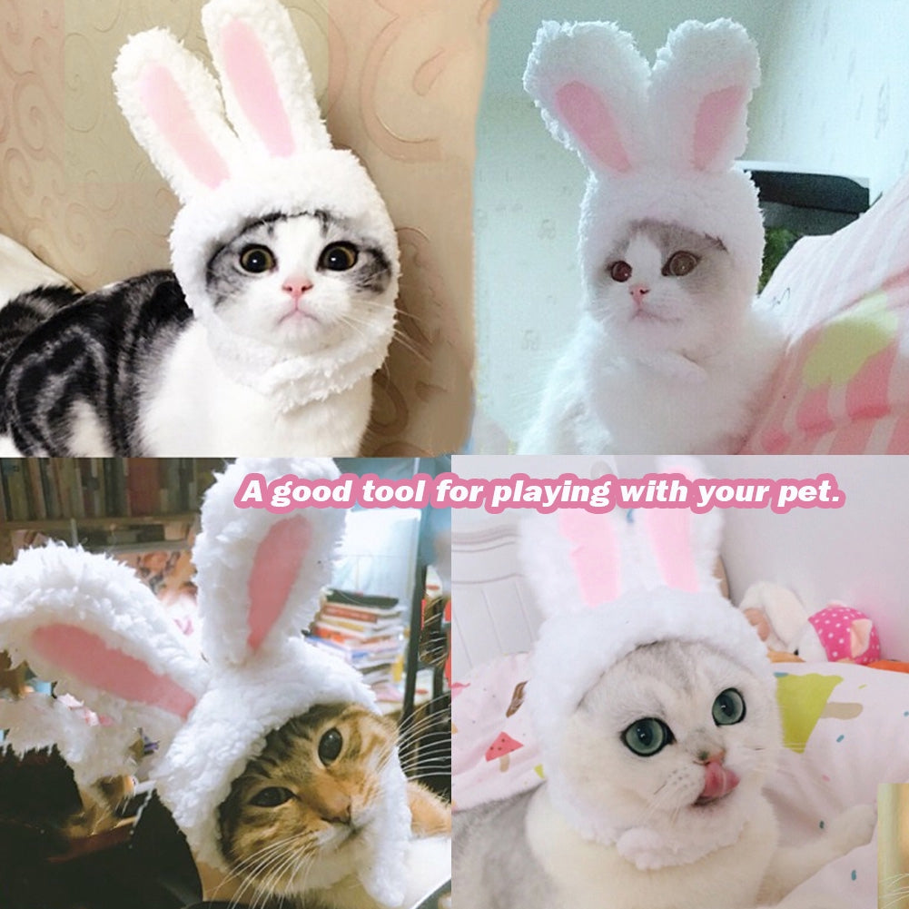 Pet Costume Rabbit Ear Headgear Warmly Hat Xmas Kitten Hamster Puppy Fashionable