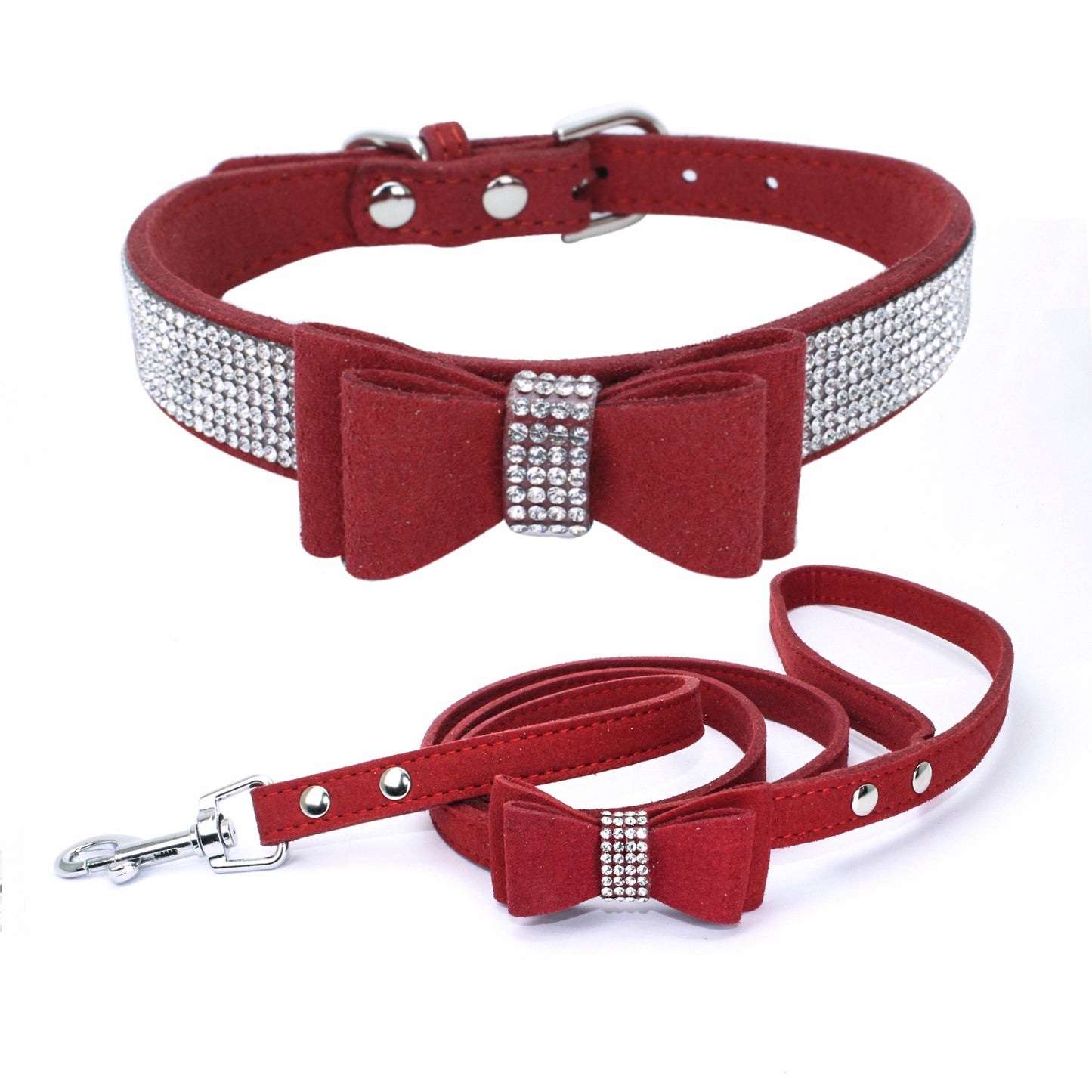 Amazon explosion water drill pet collar super fiber bow dog dog collar bow with diamond cat loop custom