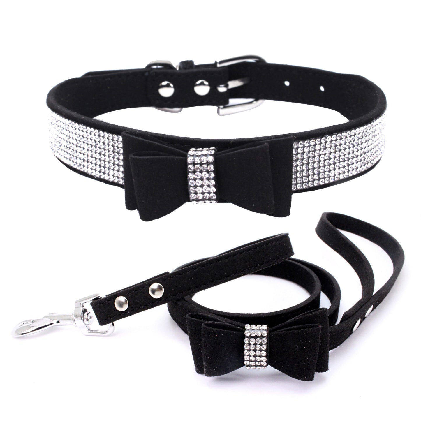 Amazon explosion water drill pet collar super fiber bow dog dog collar bow with diamond cat loop custom