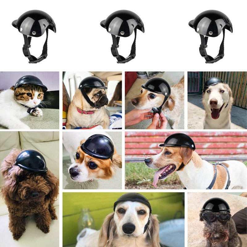 Enjoying Pet Helmet - Motorcycle Dog Helmet Bike Cat Hat Riding Doggie Cap Black, Small : Pet Supplies