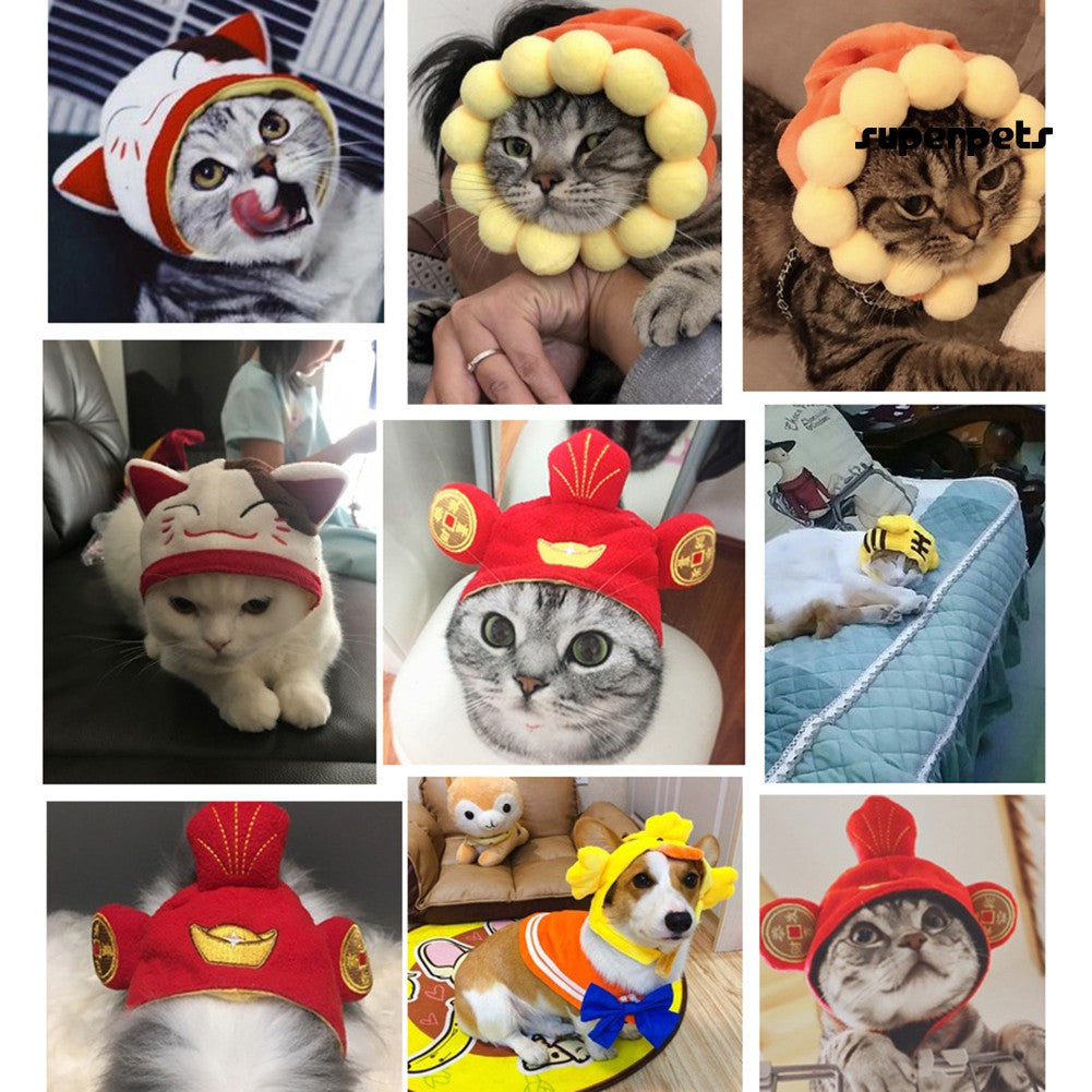 Pet_Cute Pet Dogs Teddy Cat Cotton Plush Hat Puppy Dress Up Headgear Head Decoration