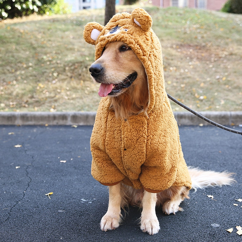 Cappotto invernale con cappuccio per cani di grossa taglia. Abbigliamento chic di lusso per il tuo Pet.