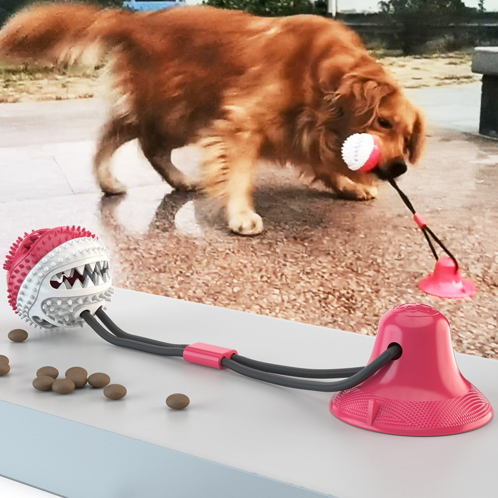 Dog Toys Silicon Suction Cup Tug Interactive Dog Ball Toys slow feeder Pet Chew Bite Tooth Cleaning Toothbrush Dogs Food Toys