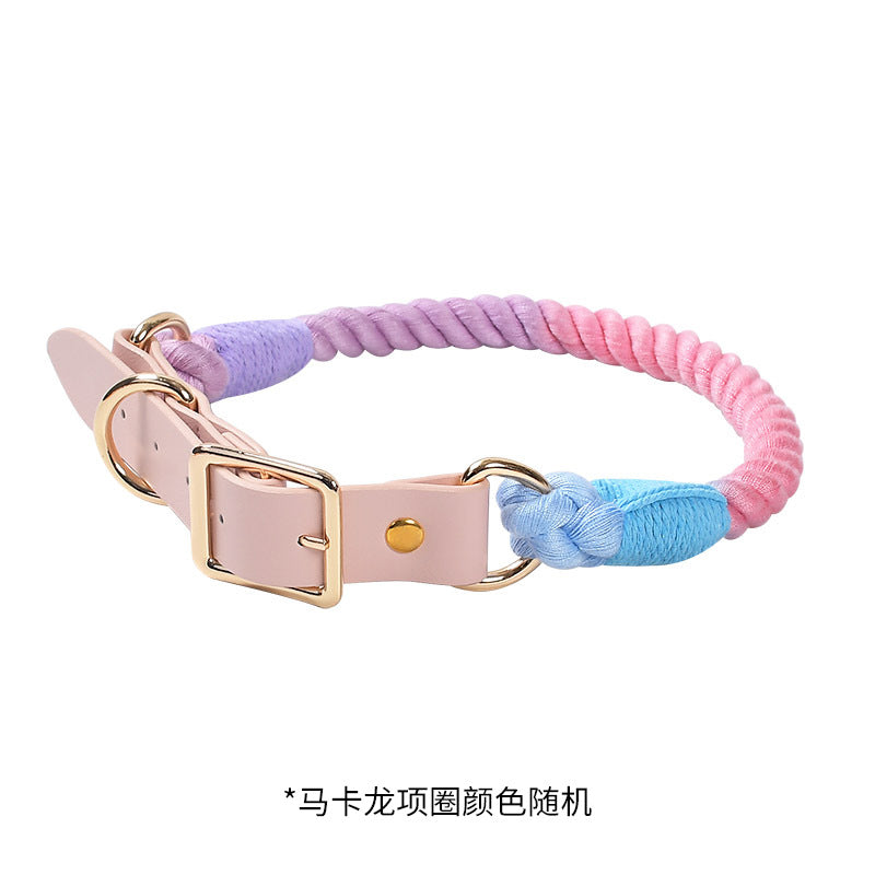 Maria Wholesale Amazon New Products Woven Colorful Dog Leash Pet Leash Set Leather Dog Collar Pet Supplies