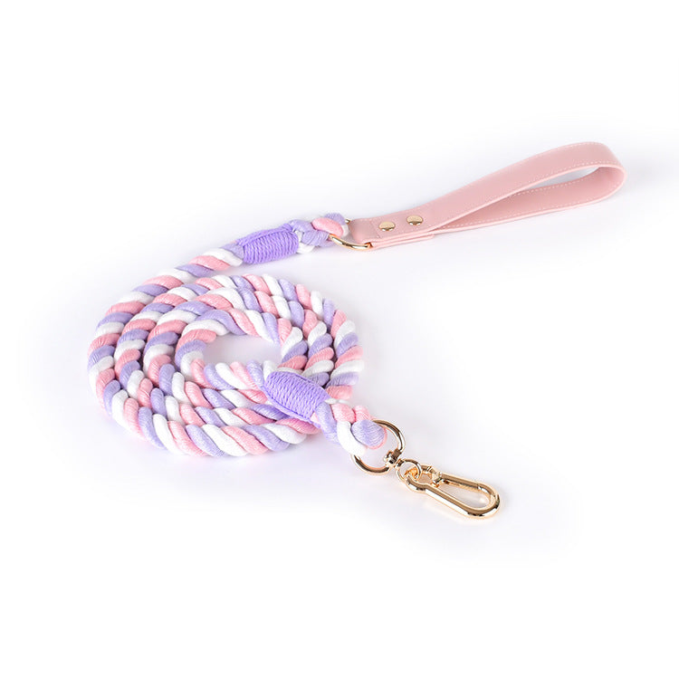 Maria Wholesale Amazon New Products Woven Colorful Dog Leash Pet Leash Set Leather Dog Collar Pet Supplies