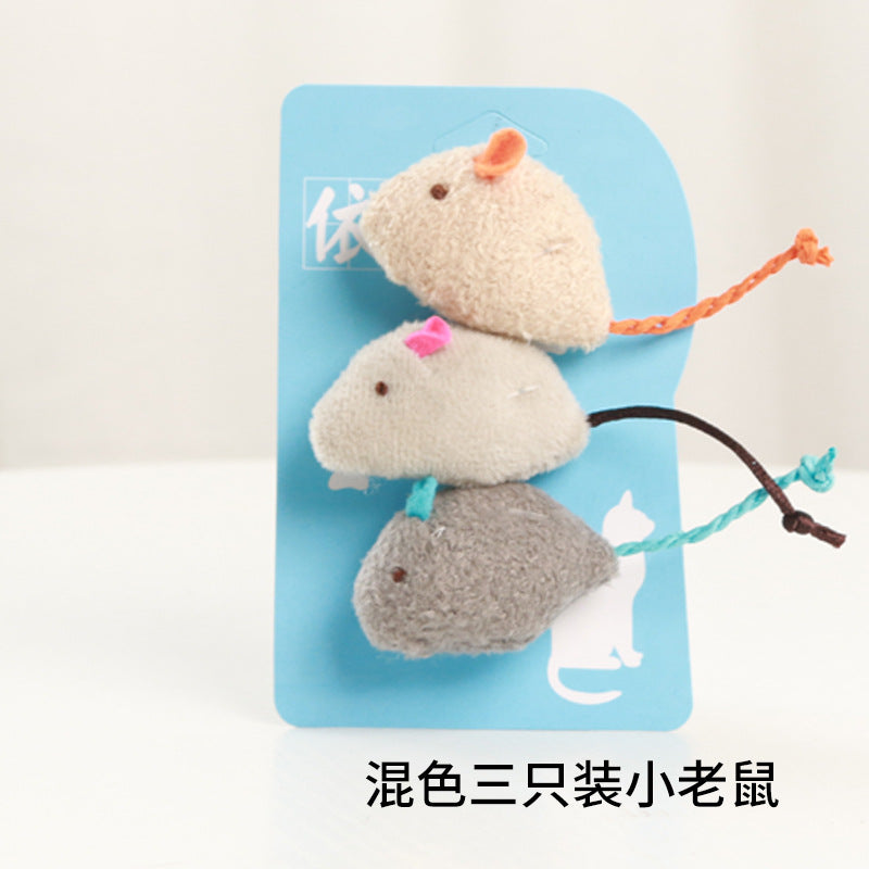 Cat toy simulation plush mouse three combination pet cat cat toys cat grass containing cat mint funny cat