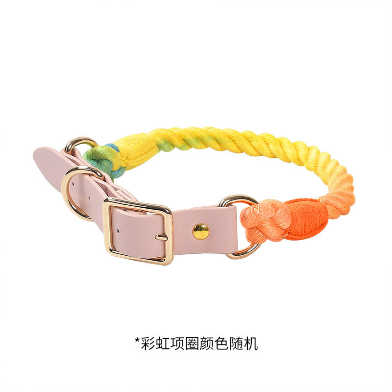 Maria Wholesale Amazon New Products Woven Colorful Dog Leash Pet Leash Set Leather Dog Collar Pet Supplies