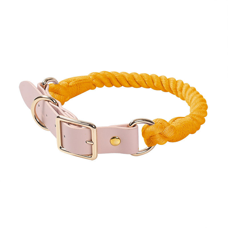 Maria Wholesale Amazon New Products Woven Colorful Dog Leash Pet Leash Set Leather Dog Collar Pet Supplies