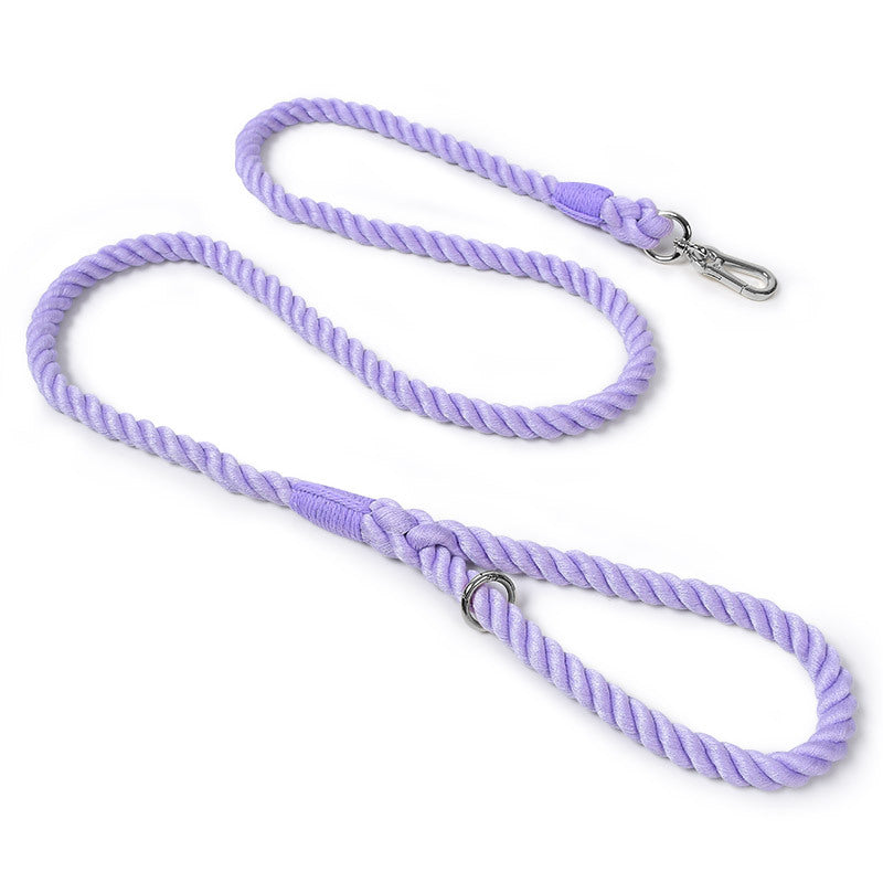 Maria  Wholesale woven cotton rainbow color dog leash collar set medium and large dog leash pet supplies manufacturer