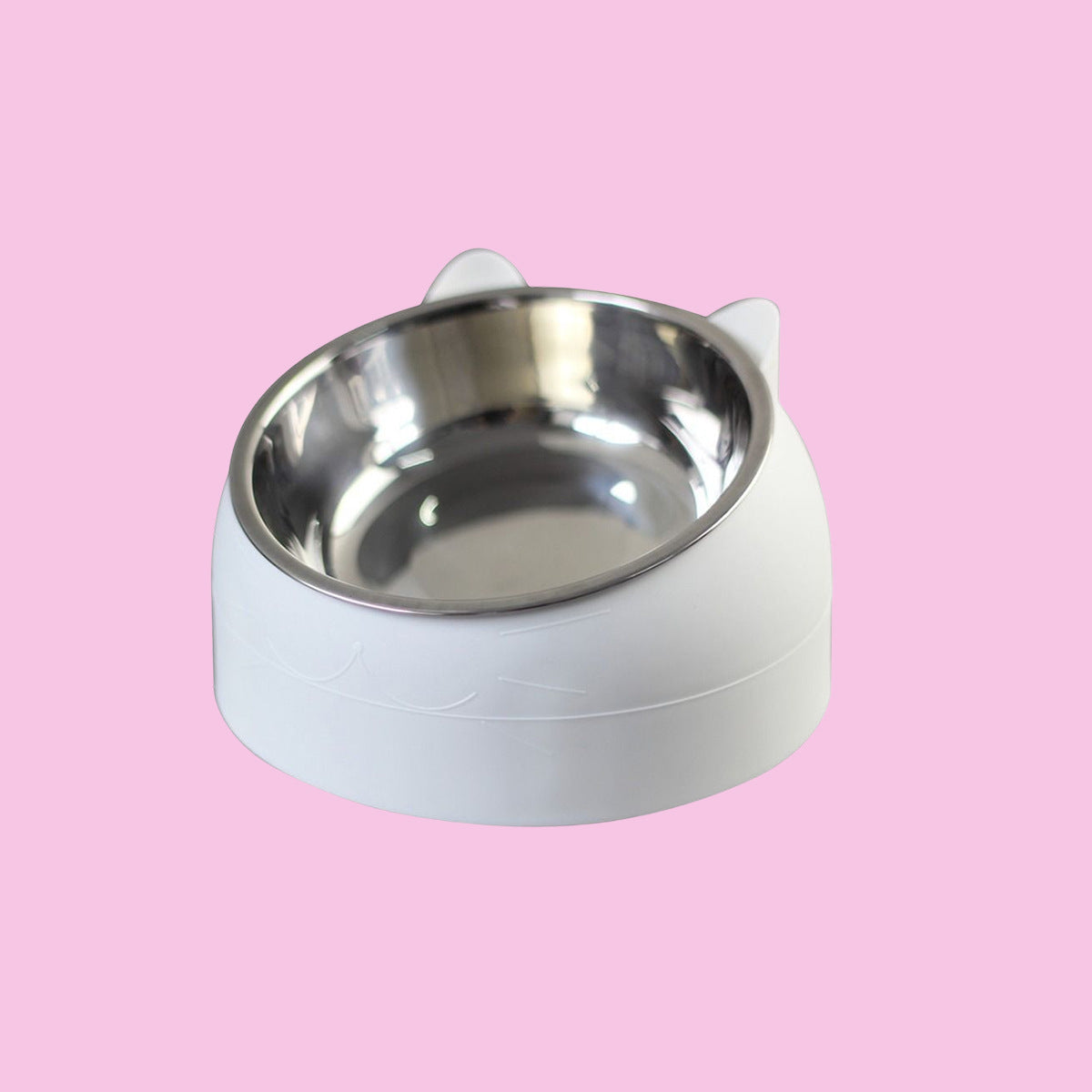 Stainless steel cat bowl dog bowl double bowl protection cervical vertebra oblique mouth explosion pet food bowl pet supplies