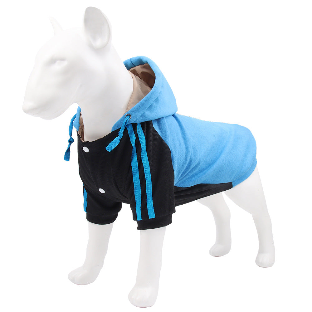 2021 new pet clothes autumn and winter warm dog sweater small and medium dog fleece hooded sweater wholesale