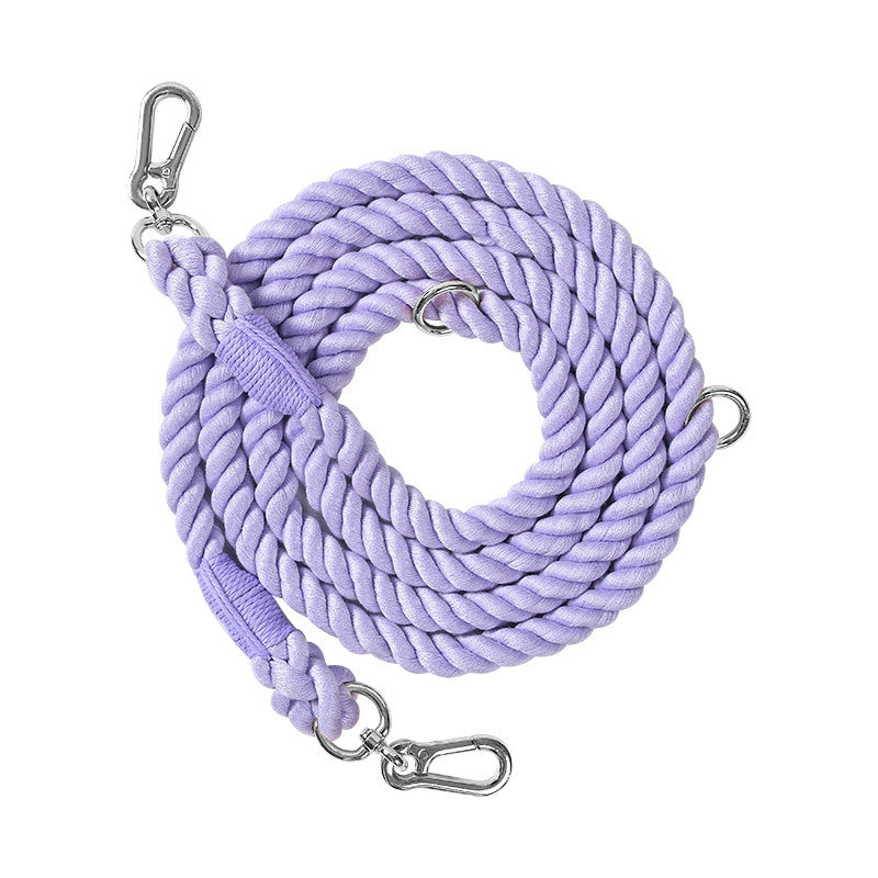 Maria Wholesale braided rainbow running big dog rope multifunctional dog leash double head pet leash dog chain