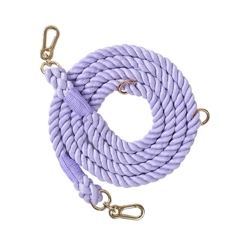 Maria Wholesale braided rainbow running big dog rope multifunctional dog leash double head pet leash dog chain