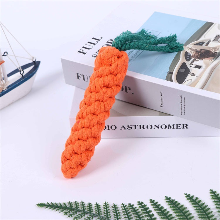 Cotton rope woven pet toy carrot pet molary teeth rope ball puppy training interactive rope knot wholesale