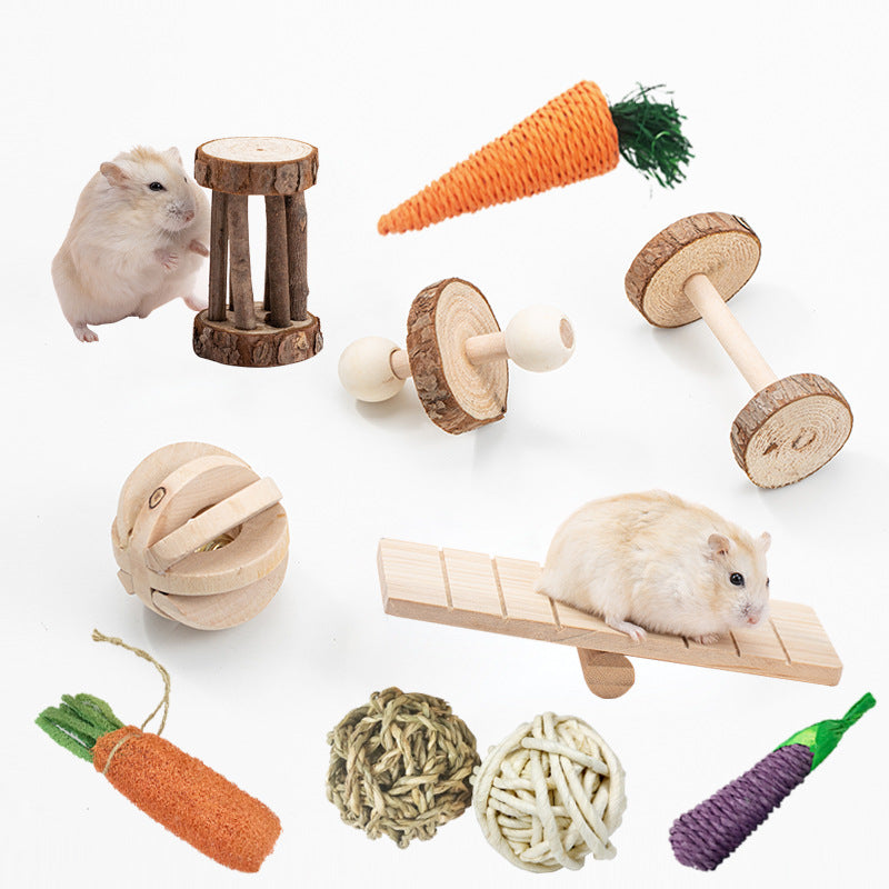 Amazon Wood Pet Toys Bunny Bunny Dutch Patterns Play Mask Tooth Products Combination Set