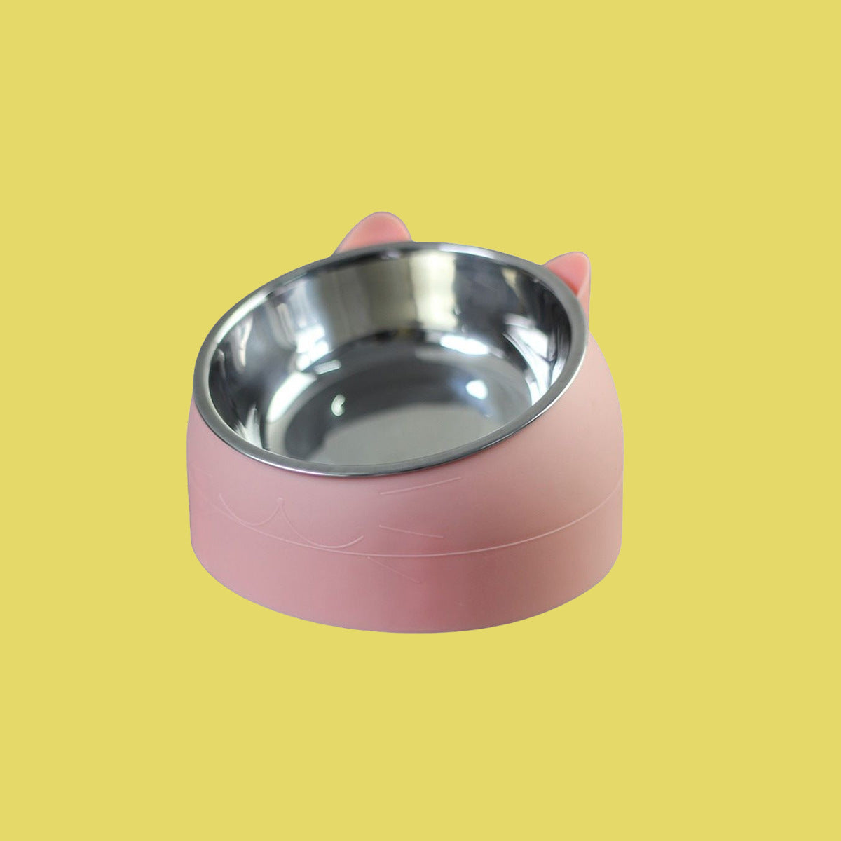 Stainless steel cat bowl dog bowl double bowl protection cervical vertebra oblique mouth explosion pet food bowl pet supplies