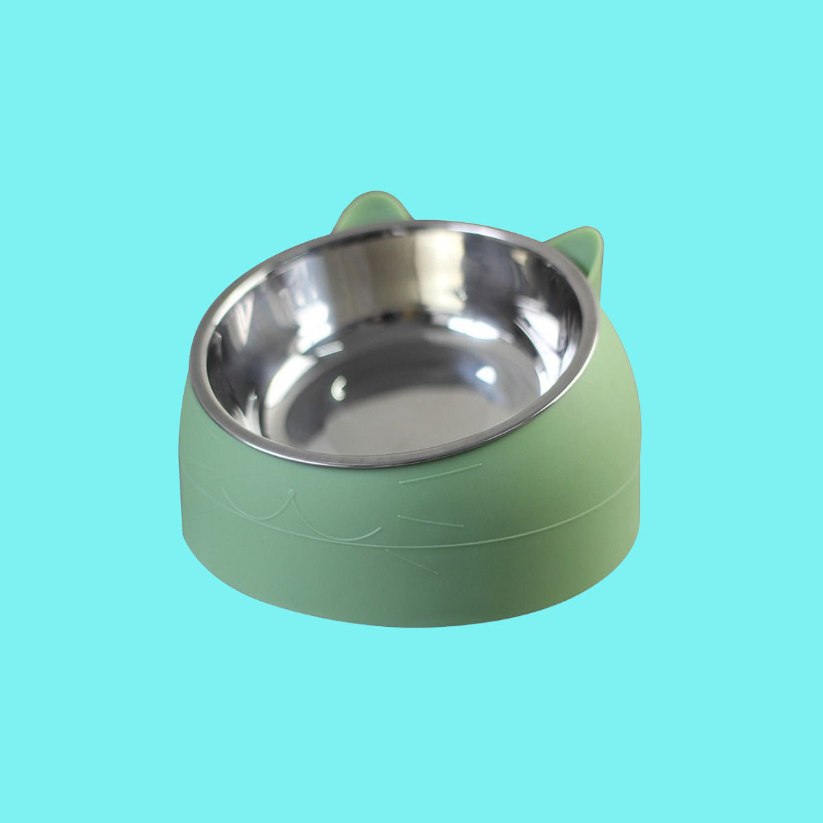 Stainless steel cat bowl dog bowl double bowl protection cervical vertebra oblique mouth explosion pet food bowl pet supplies