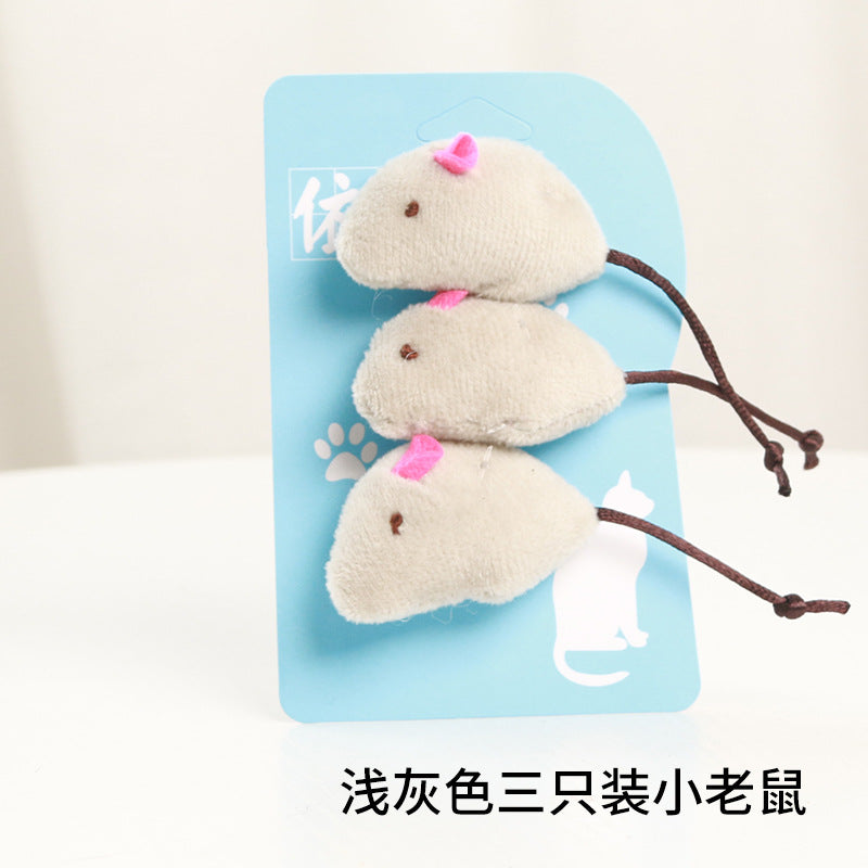 Cat toy simulation plush mouse three combination pet cat cat toys cat grass containing cat mint funny cat