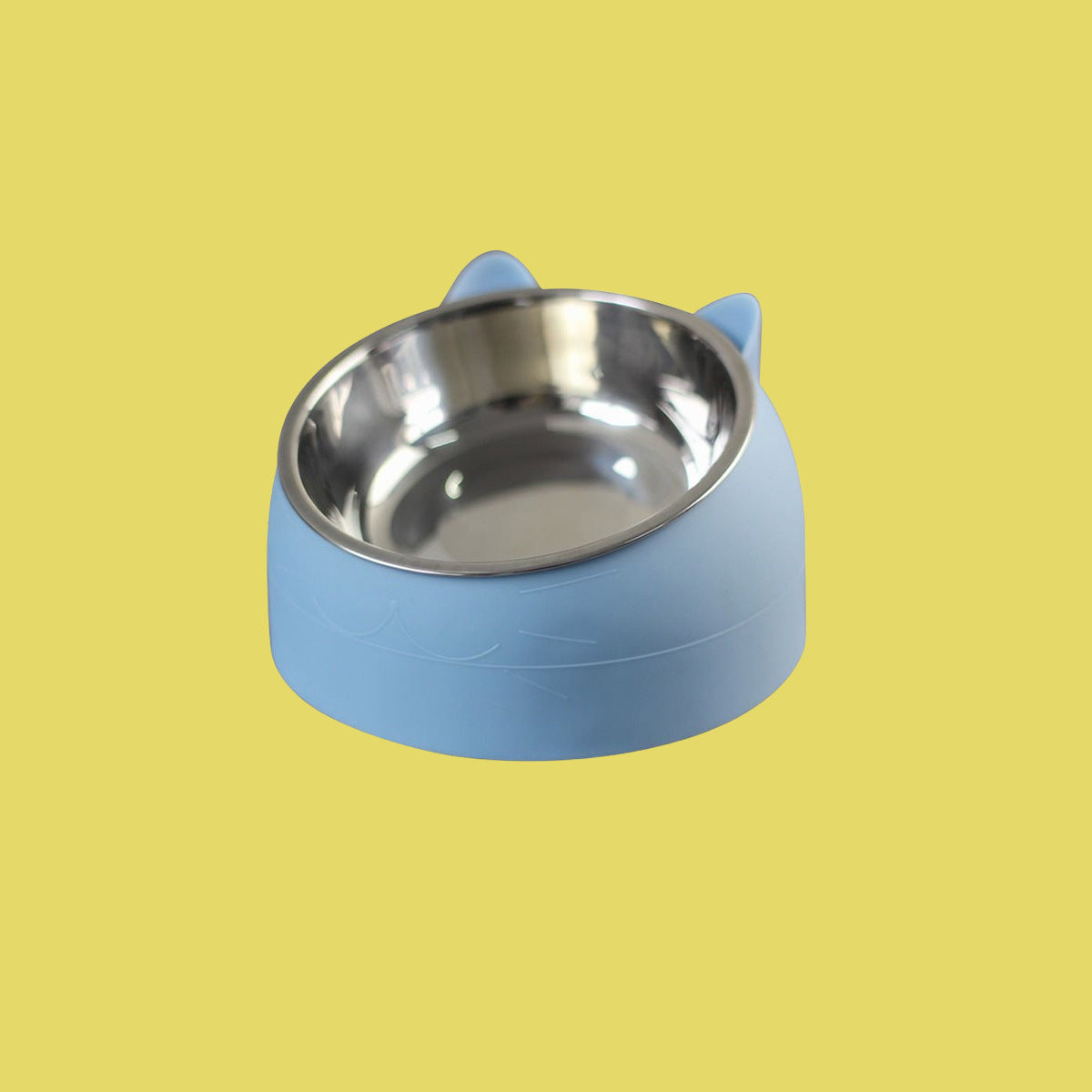 Stainless steel cat bowl dog bowl double bowl protection cervical vertebra oblique mouth explosion pet food bowl pet supplies