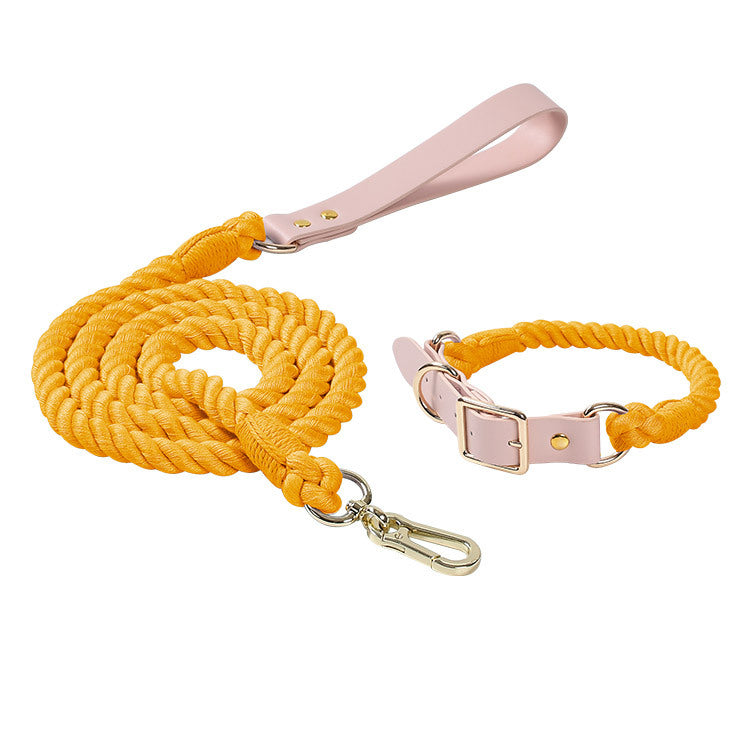 Maria Wholesale Amazon New Products Woven Colorful Dog Leash Pet Leash Set Leather Dog Collar Pet Supplies