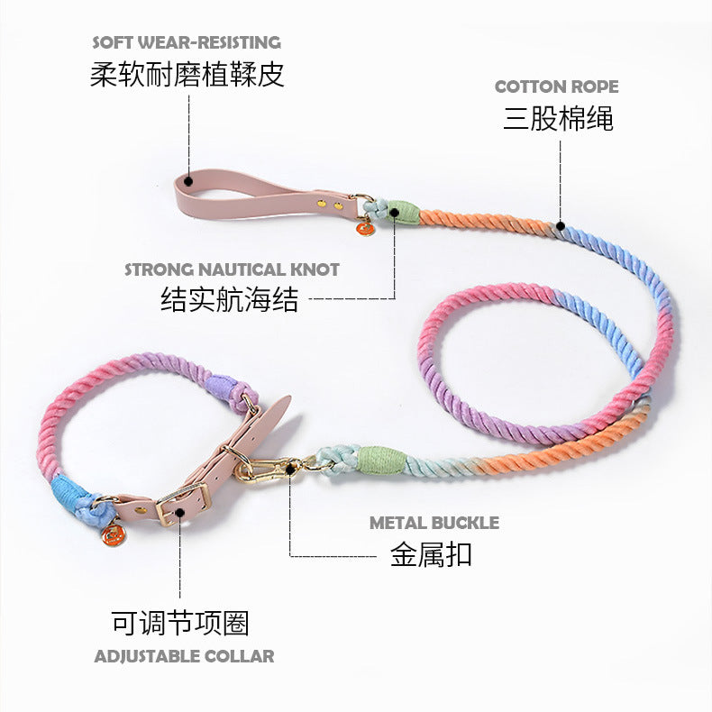 Maria Wholesale Amazon New Products Woven Colorful Dog Leash Pet Leash Set Leather Dog Collar Pet Supplies