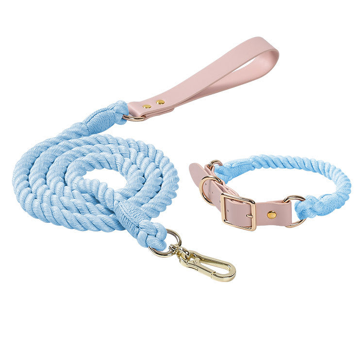 Maria Wholesale Amazon New Products Woven Colorful Dog Leash Pet Leash Set Leather Dog Collar Pet Supplies