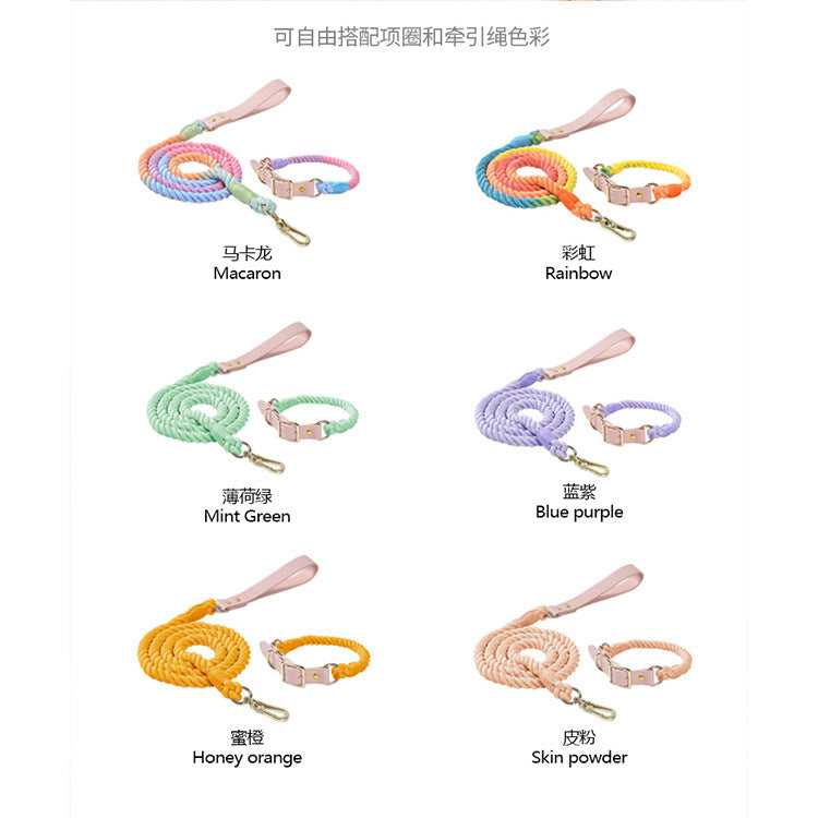 Maria Wholesale Amazon New Products Woven Colorful Dog Leash Pet Leash Set Leather Dog Collar Pet Supplies