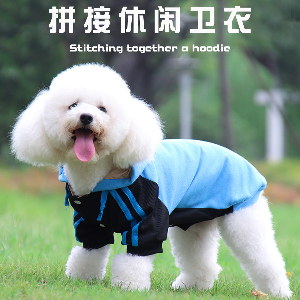 2021 new pet clothes autumn and winter warm dog sweater small and medium dog fleece hooded sweater wholesale