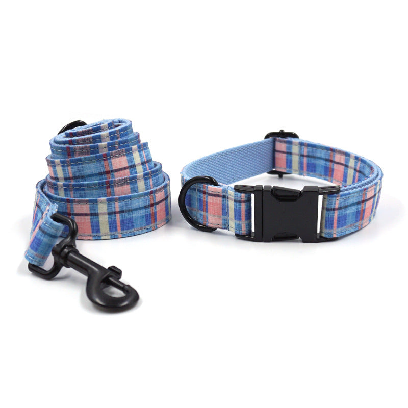 Mi Harbed Fashion Plaid Print Black Black Pet Collar Traction Rope Set Clever Knife Top Traction Belt