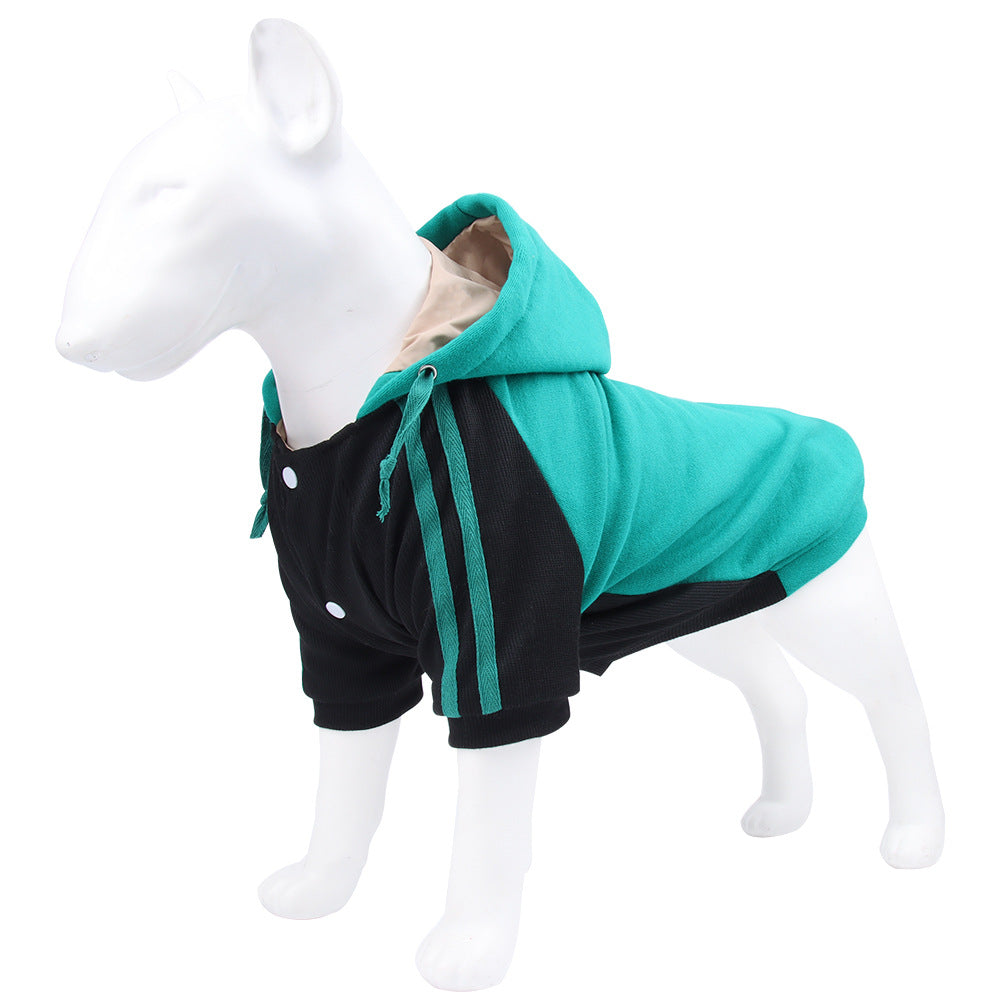 2021 new pet clothes autumn and winter warm dog sweater small and medium dog fleece hooded sweater wholesale