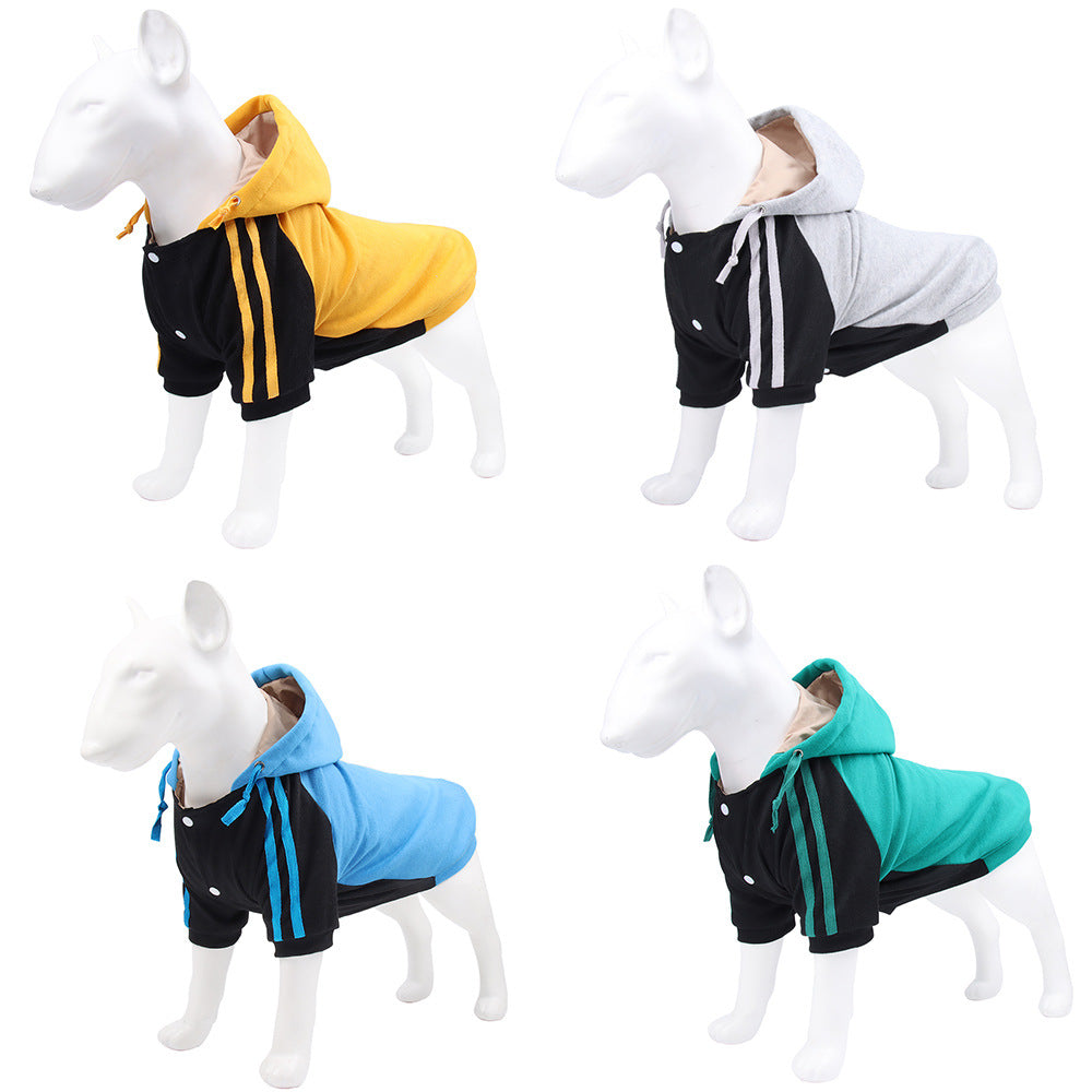 2021 new pet clothes autumn and winter warm dog sweater small and medium dog fleece hooded sweater wholesale