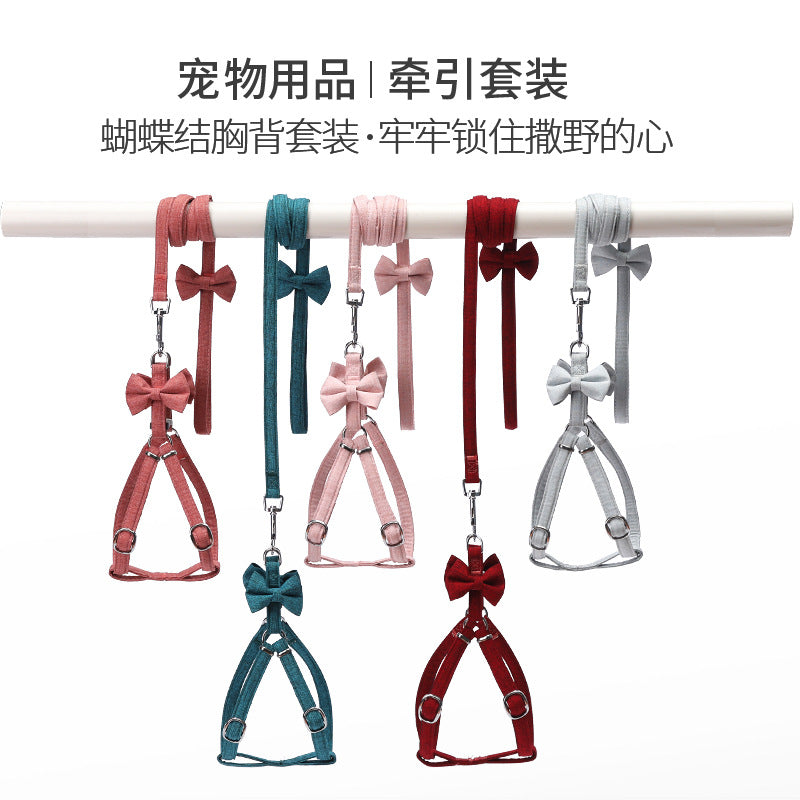 2021 new pet pull rope dog dog chest strap cat fashion Korean version of the kiss small small dog dog rope