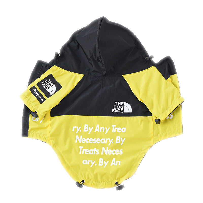 Dog north face jacket windproof and rainproof polyester warm dog north face raincoat dog pet clothes