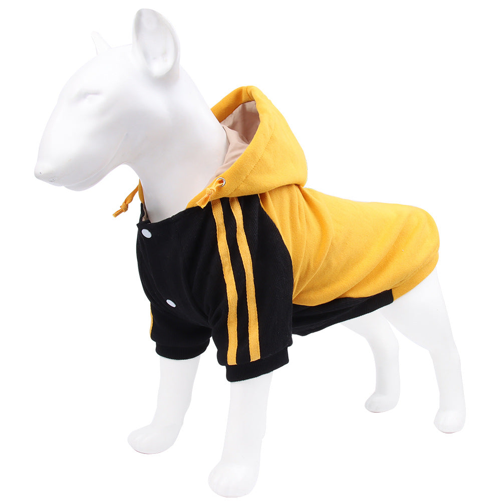 2021 new pet clothes autumn and winter warm dog sweater small and medium dog fleece hooded sweater wholesale