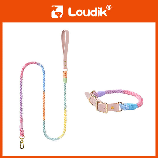 Maria Wholesale Amazon New Products Woven Colorful Dog Leash Pet Leash Set Leather Dog Collar Pet Supplies