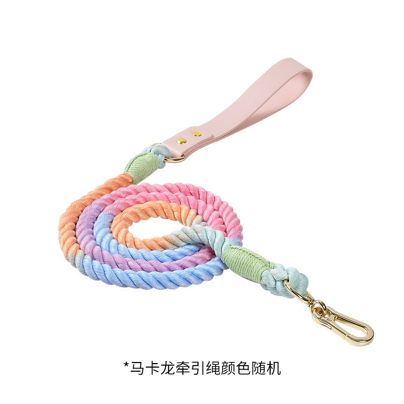 Maria Wholesale Amazon New Products Woven Colorful Dog Leash Pet Leash Set Leather Dog Collar Pet Supplies