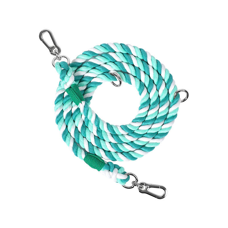 Maria Wholesale braided rainbow running big dog rope multifunctional dog leash double head pet leash dog chain