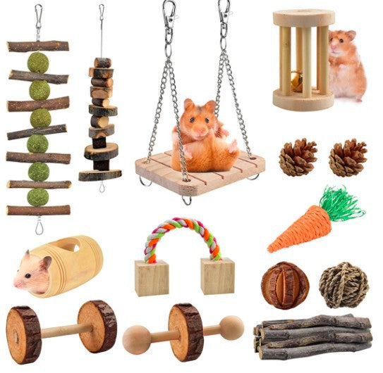 Amazon Wood Pet Toys Bunny Bunny Dutch Patterns Play Mask Tooth Products Combination Set