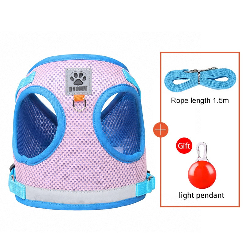 Dog Harness And Leash Set for Small Dogs Cats Reflective Pet Harness Adjustable Breathable Pet Chest Vest Leash Dog Accessories