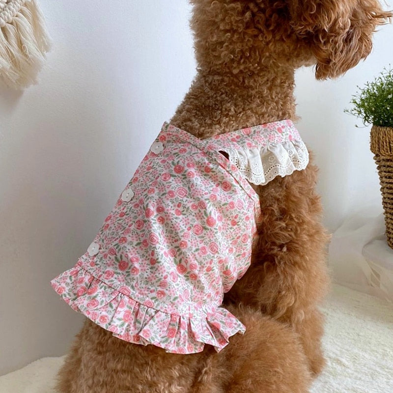 Pet Dog Skirt Spring Summer Thin Puppy Dress Pet Fruit Clothes Bichon Cherry Clothes Soft Dog Clothes XS-XL