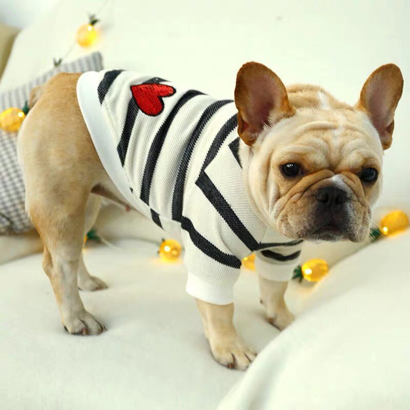 Love Pet Dog clothes Spring and Summer Striped Love Hoodie French bulldog bully Teddy Bichon Pet Clothes Puppy bulldog clothes