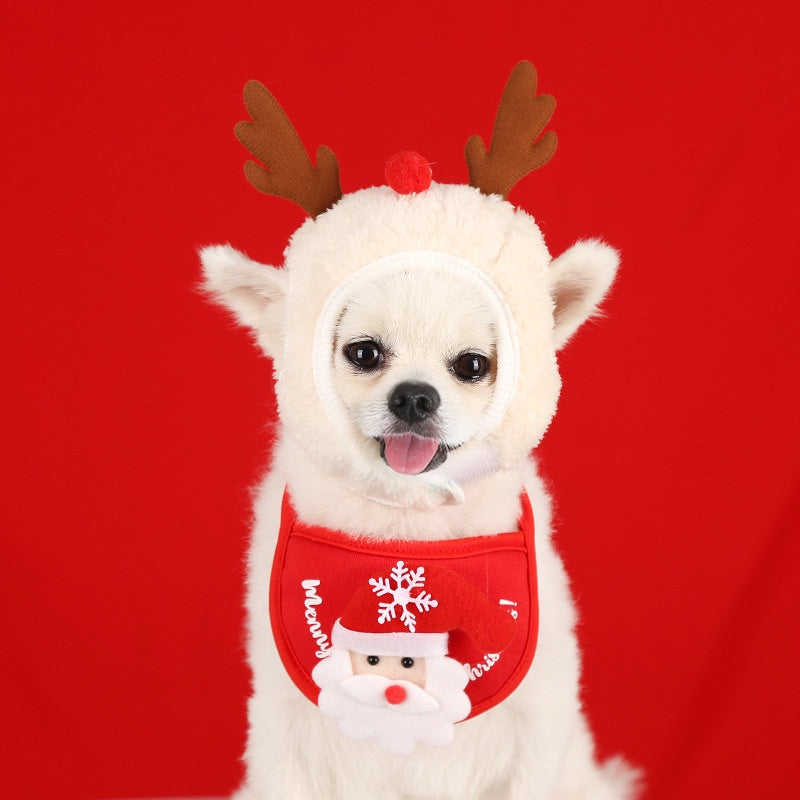 【Christmas Special】Pet Cat Christmas Hat Dog Saliva Towel Bib Autumn Match