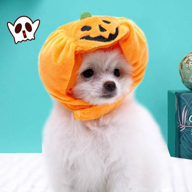 Pets Halloween Pumpkin Hat Dog And Cat Pet Halloween Costume Hat Supplies Pet Cat Dog Pumpkin Hat Halloween Ghost Festival Decorative Headdress Supplies Small Medium Large Dog Teddy/French Bulldog