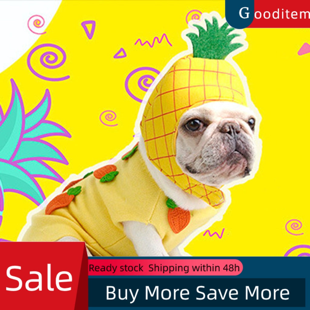 gooditem Pet Cap Cartoon Fruit Photography Prop Soft Texture Cute Pet Cats Puppy Pineapple Shape Hat for Theme Party