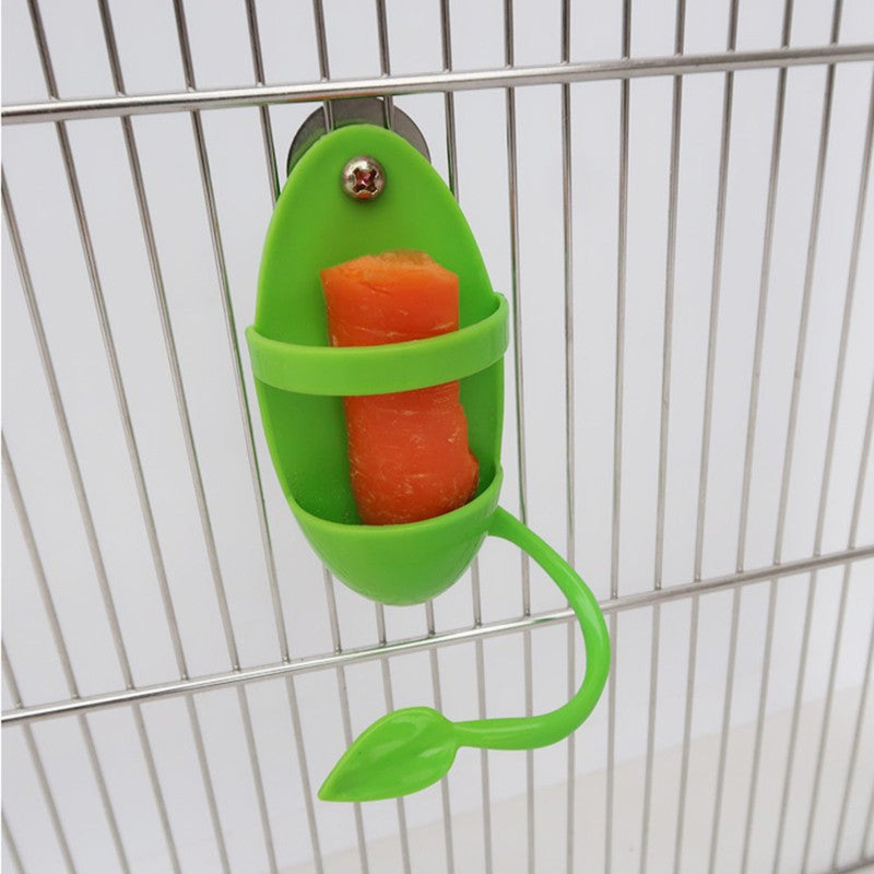 yu Pet Bird Supplies Parrot Feeder with Stand Rack Fruit Vegetable Holder Cage Accessories Plastic Hanging Food Container