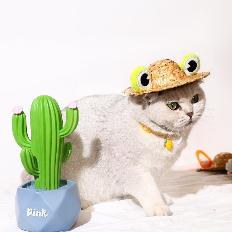 Cat Hat Pet Hat Summer Sunscreen Lovely Frog Fox Antler Ear Hat Cat Method Dog Fighting Shooting Props